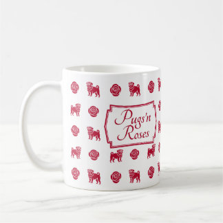 Rote Mops und Rose Kaffeetasse