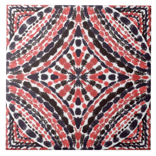 Rote Mosaike, handgemalt Fliese (Vorderseite)