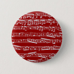 Rote Musiknoten Button