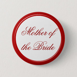Rote Mutter des Braut-Hochzeits-Buttons Button