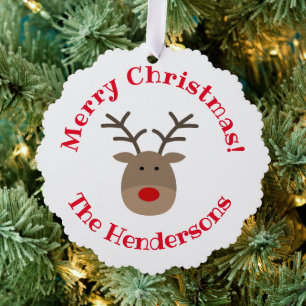 Rote Nase Rentiere Papier Weihnachtsschmuckkarte Ornament Karte