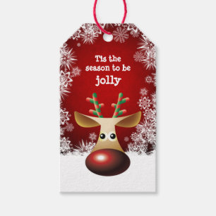 Rote Nase Rudolphs, Schneeflocken Weihnachten Geschenkanhänger