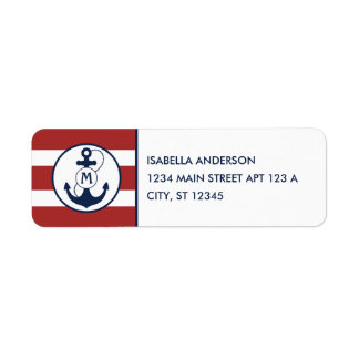 Rote nautische Streifen mit Anchor-Monogramm