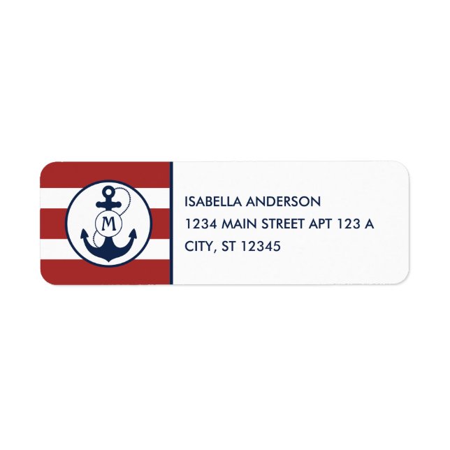 Rote nautische Streifen mit Anchor-Monogramm (Vorne)