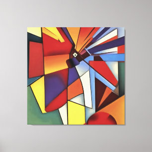 Rote Nelke in einer Vase geometrischer Abstrakter  Leinwanddruck