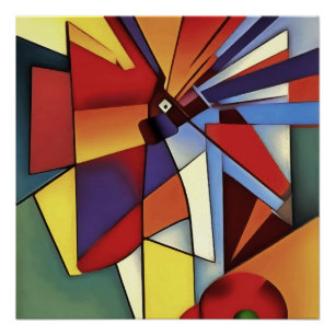 Rote Nelke in einer Vase geometrischer Abstrakter  Poster