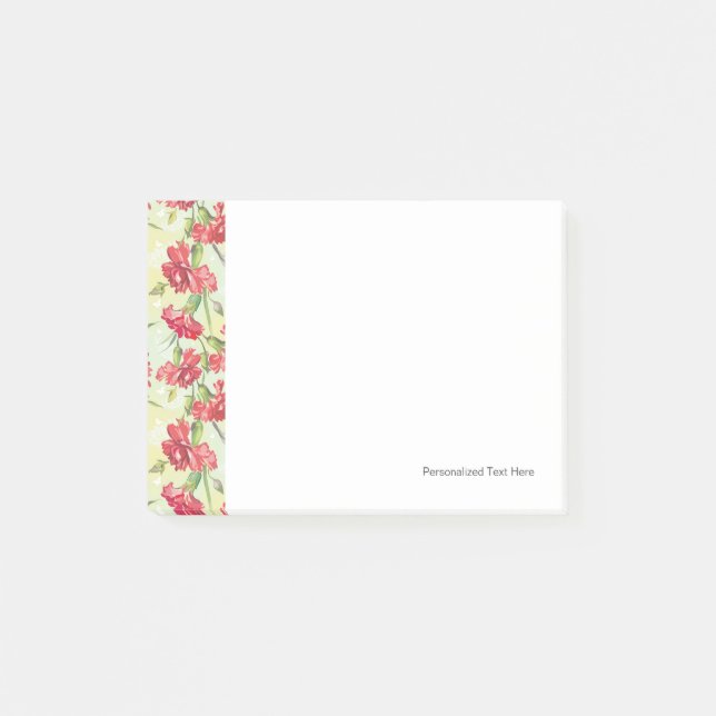 Rote Nelken auf Grün mit Schmetterlingen Post-it Klebezettel (Vorderseite)