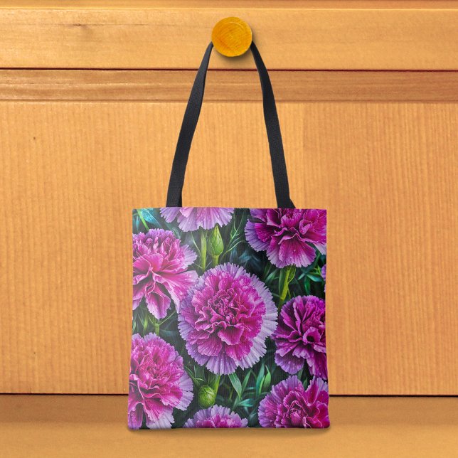 Rote Nelken Bild Nr. 3 Tragetasche (Tote bag with pink carnations)