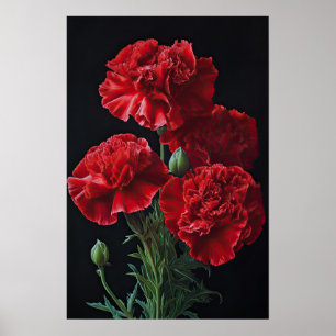 Rote Nelken Blume Art Print Poster