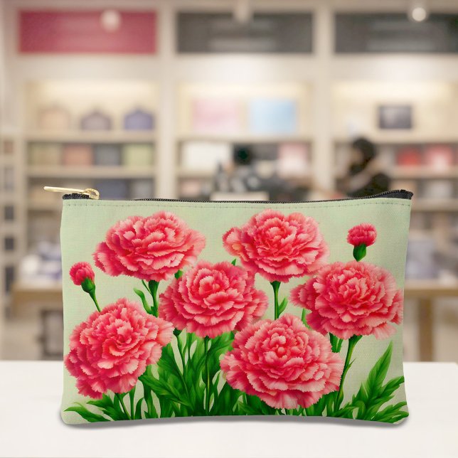 Rote Nelken-Tasche Zubehörtasche (Pouch with red carnations)