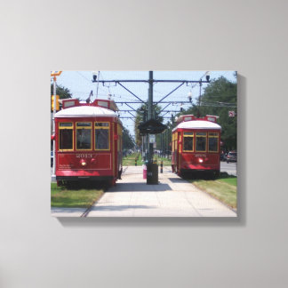 Rote New Orleans Straßenbahnen Leinwanddruck