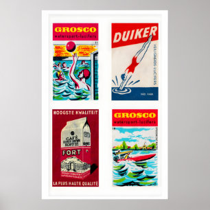 Rote niederländische Streichholzschachtel-Etikette Poster