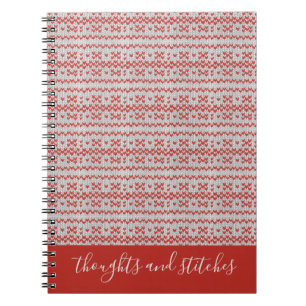 ROTE NORDISCHE STRICKWARE Spiralblock + Text II Notizblock