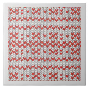 ROTE NORDISCHE STRICKWAREN Keramikfliese / Grau