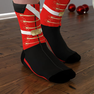 Rote Nussknacker-Spielzeugsoldat-Uniform-Weihnacht Socken