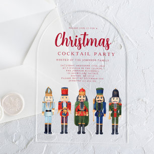 Rote Nussknacker-Weihnachts-Cocktailparty Acryleinladungen