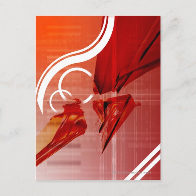 Rote Objekte mit weißen Linien Postkarte (Vorderseite)
