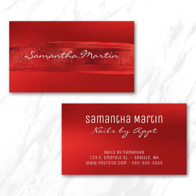 Rote Ombre-Pinselstrich Visitenkarte (Red Ombre Brush Stroke Business Card)