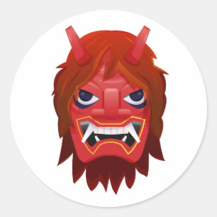 Rote Oni-Maske Japanischer Dämon Namahage-Aufklebe Runder Aufkleber