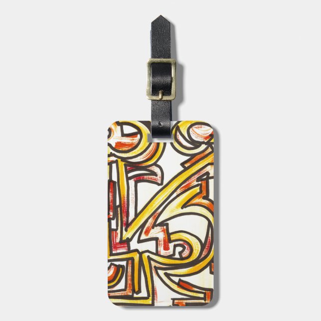 Rote orange GelbBrushstrokes - moderne Kunst Gepäckanhänger (Vorderseite vertikal)