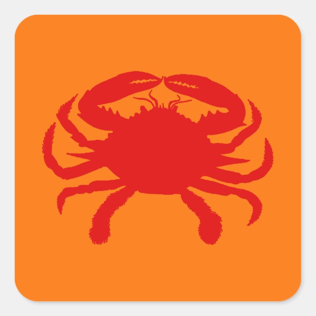 Rote Orange Krabbe Quadratischer Aufkleber (Vorderseite)