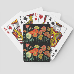 Rote Orange Mohn Aqua Blumen Spielkarten Set