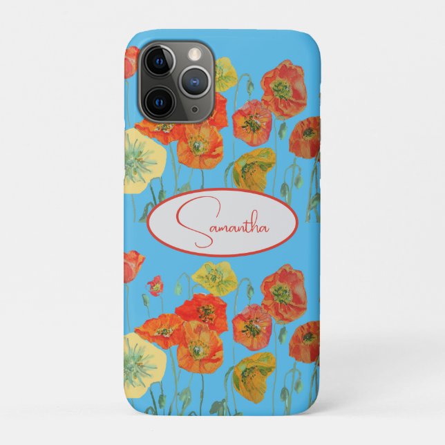 Rote Orange Mohn Mohnblumen floral Blau Mädchen Na Case-Mate iPhone Hülle (Rückseite)