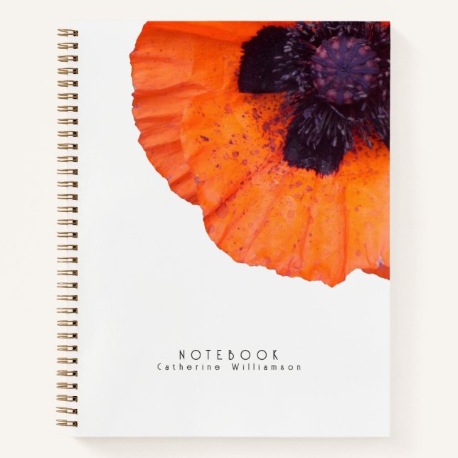 Rote Orange Mohn Personalisiert Notizbuch (Vorderseite)