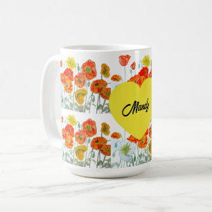 Rote Orange Mohnblume Aquarell Mohn Frau Kaffeetasse