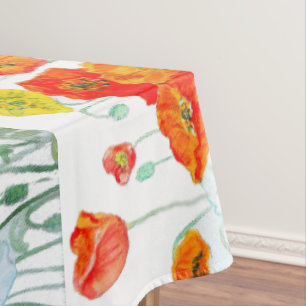 Rote Orange Mohnblume Aquarell Mohnblumen Tischdecke
