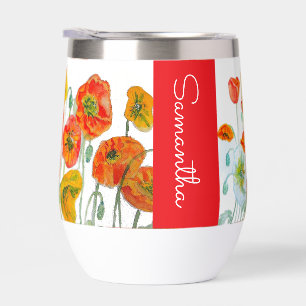 Rote Orange Mohnblumen-Aquarell-Frauenname