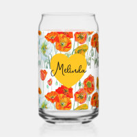 Rote Orange Mohnblumen Aquarell Frauenname