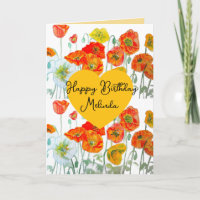 Rote Orange Mohnblumen-Aquarell-Frauenname
