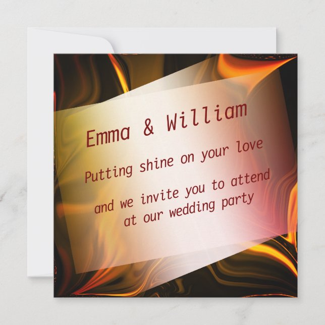 Rote Orange- oder Goldkurven auf dunklem Hintergru Einladung (Vorderseite)