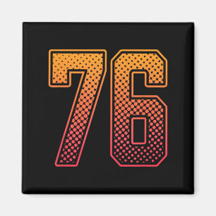 Rote Orange Sport Nummer 76 Trikot Spieler Uniform Magnet