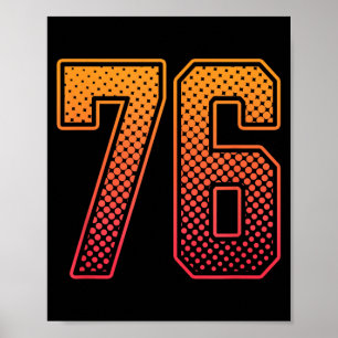 Rote Orange Sport Nummer 76 Trikot Spieler Uniform Poster
