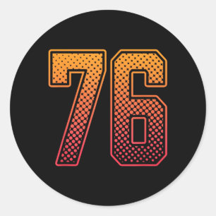 Rote Orange Sports Nummer 76 Trikot Spieler Unifor Runder Aufkleber