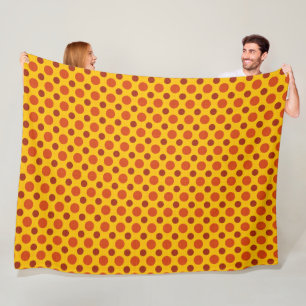 ROTE ORANGE YELLOW AUTUMN POLKA DOTS FLEECEDECKE