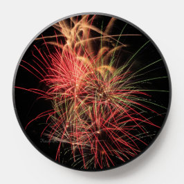 Rote, orangefarbene, grüne Feuerwerke in der Nacht PopSocket