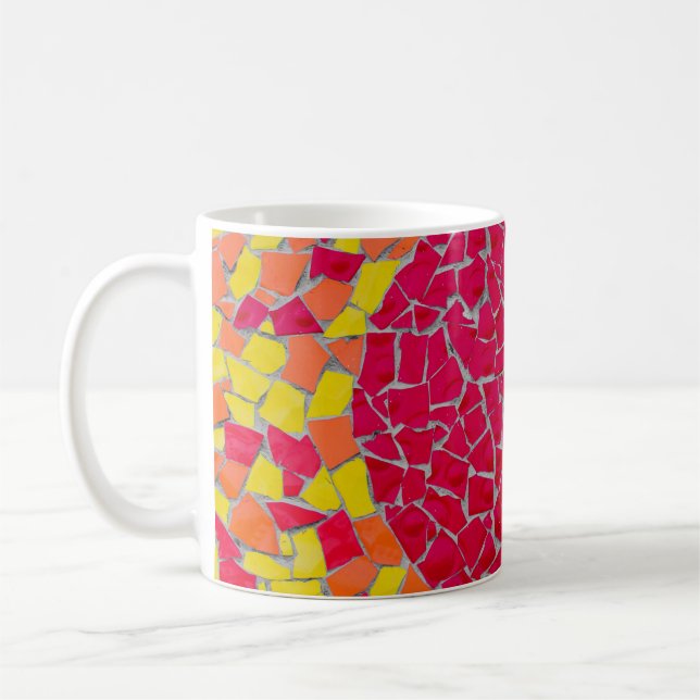 Rote, orangefarbene und gelbe Bilder Kaffeetasse (Links)
