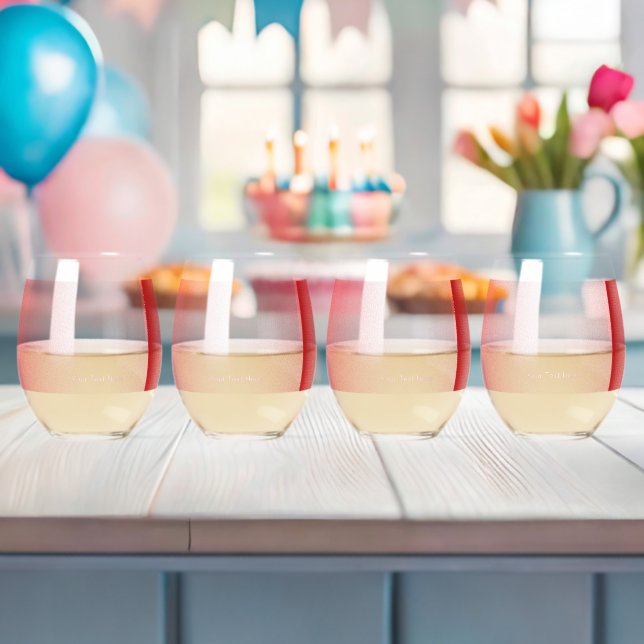 Rote, orangefarbene und rosa Pinselstriche vermisc Weinglas Ohne Stiel (Insitu (Baby Party))