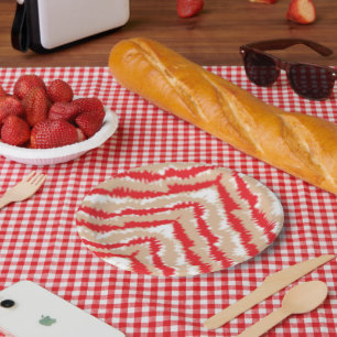 Rote, orangefarbene und rosa Texturmuster und Moti Pappteller
