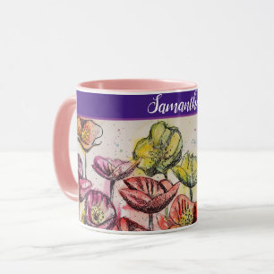 Rote Orangenblütenmohn Blume Pfefferblüten Tasse