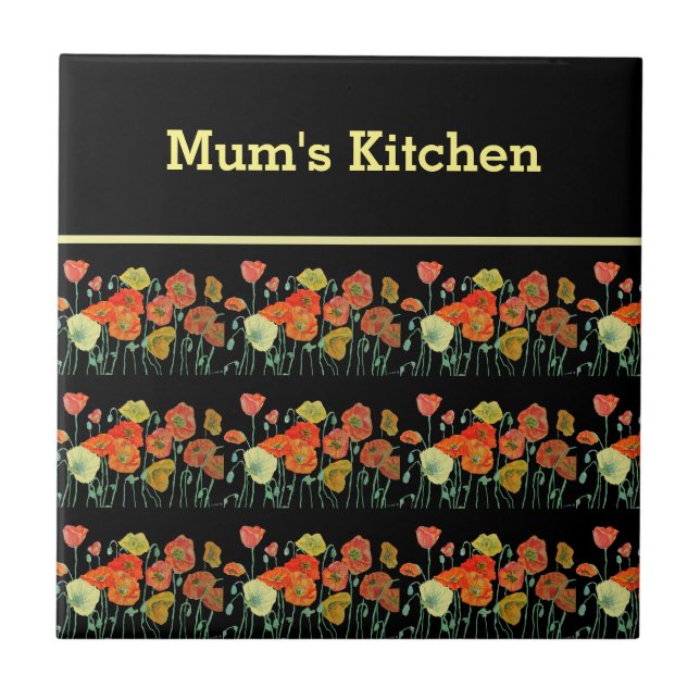 Rote Orangenmohnblume Blume Poppies Blumengestein Fliese (Vorderseite)