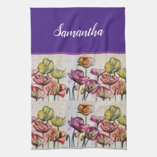 Rote Orangenmohnblume Blume Poppies Blumengestein Geschirrtuch