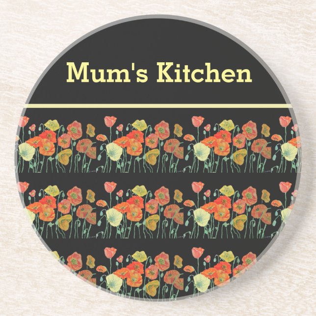 Rote Orangenmohnblume Blume Poppies Blumengestein Getränkeuntersetzer (Vorne)