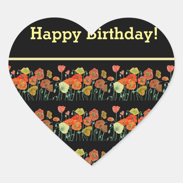 Rote Orangenmohnblume Blume Poppies Blumengestein Herz-Aufkleber (Vorderseite)