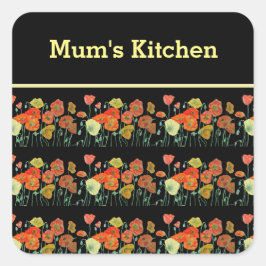 Rote Orangenmohnblume Blume Poppies Blumengestein Quadratischer Aufkleber