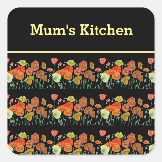 Rote Orangenmohnblume Blume Poppies Blumengestein Quadratischer Aufkleber (Vorderseite)