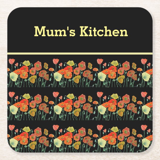 Rote Orangenmohnblume Blume Poppies Blumengestein Rechteckiger Pappuntersetzer (Vorderseite)